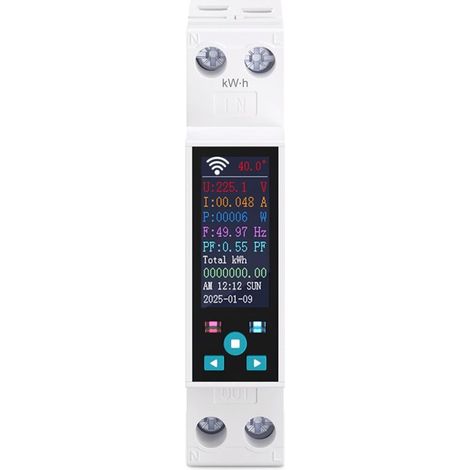 Compteur Électrique wifi Commutateur Rail Din, 1P+N/ 150a/ 230vac Connecteur wifi Compteur d'énergie Smart Meter Switch Timer, Compatible Alexa, Consommation des compteurs d'énergie