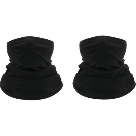 2 Pcs Cache Cou Tubulaire d'hiver Multi-usage Unisexe Doublure en Polaire Thermique élastique Tour de Cou pour Ski Course Moto Vélo Noir (1/4)