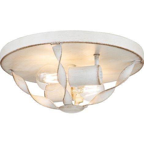 Plafoniera tonda 33 cm 2xE27 bianco antico Bradbury (1/5)