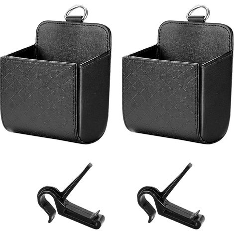 Caja de almacenamiento para coche de 2 piezas, organizador de rejilla de ventilación, bolsa de almacenamiento para coche para llaves, dinero en efectivo, teléfono móvil. (1/5)
