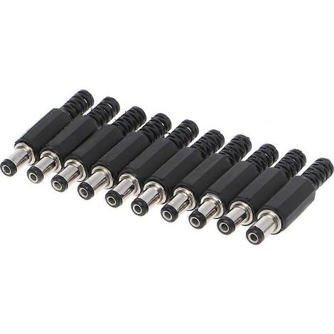 10 Stück 5,5 x 2,1 mm Steckeradapter (männlich) für DC-Inline-Buchsen, Kunststoff