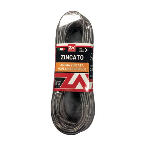 Cavetto acciaio zincato trasparente mm 5,0 mt 20 (2 pezzi) (1/2)