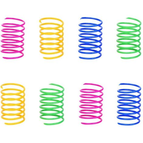 Juguete de plástico con resorte para gatos (12 piezas) para golpear, morder, perseguir y jugar de forma saludable (colores aleatorios) (1/4)