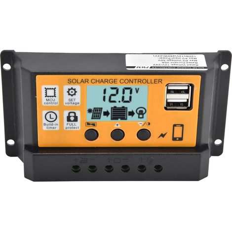 Intelligenter Solarladeregler, zwei USB-Anschlüsse, dreistufiger PWM-Laderegler 12 V/24 V 20 A (1/5)