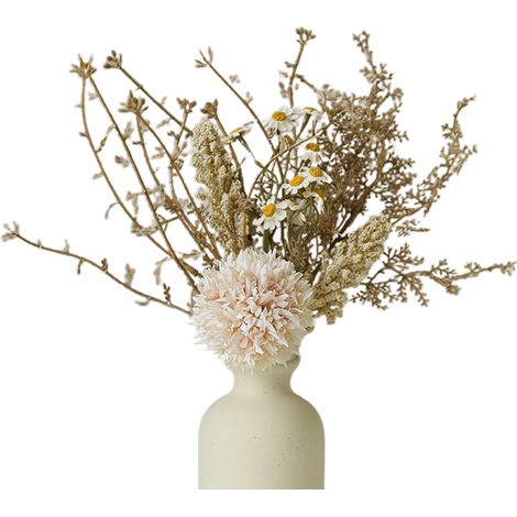 (Set mit 2 Sträußen, Preis inklusive 0,3 Yuan Verpackungskosten) (Herbstweiß) Strauß aus 2 Chrysanthemensträußen mit gebrannten Rändern, künstliche Blumen für die Heim- oder Tischdekoration. (1/3)