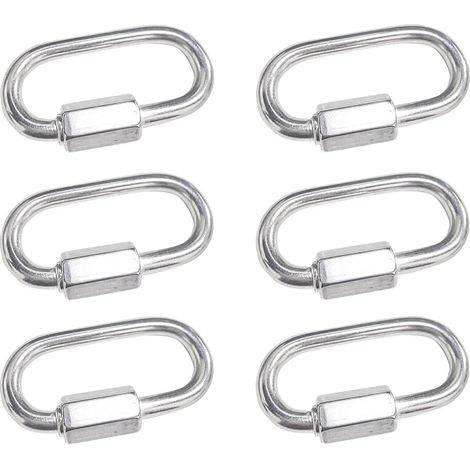 Lot de 6 M4/0.16" Maillon Rapide en Acier Inoxydable 304, Mousqueton INOX à Vis Ovale en Forme de D Très Résistants pour Extérieur/Intérieur,Camping et Randonnée (1/5)