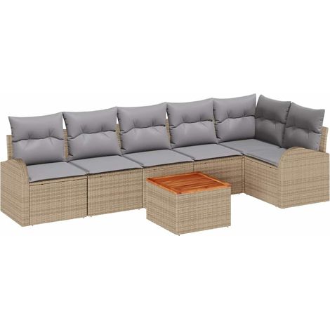 Maison Exclusive - Gartensofa-set 7 pcs Beige und Hellgrau Poly-R