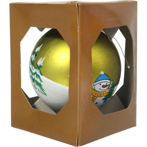 Elegante pallina di plastica con motivo invernale, 8 cm - Verde (1/3)