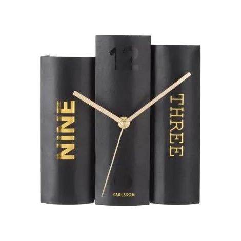 Karlsson Book Reloj de mesa negro diseño Trompe-l'œil