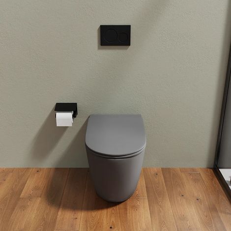 Vaso WC Filomuro Rimless in Ceramica Grigio Opaco con Sedile Soft-close Mod. Europa (1/4)