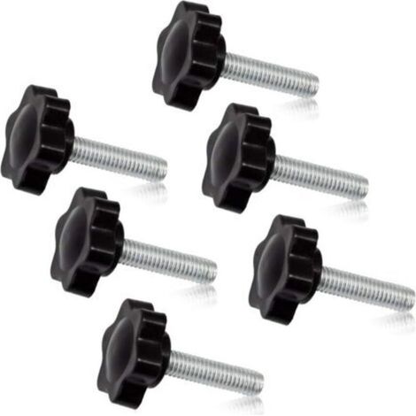 Lot de 6 boutons à vis de serrage M6 x 25 en forme de tête hexagonale moletée à filetage mâle Filetage métrique (1/5)