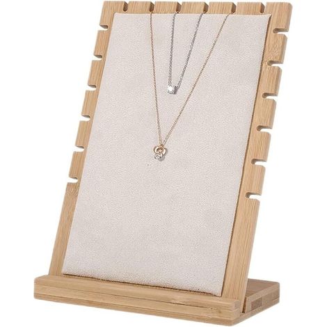 Collier en Bois Bracelet Pendentif Présentoir à Bijoux Support de Support également écologique S Porte-Bijoux Présentoir à à de Cou Porte-collier (Beige) (1/5)