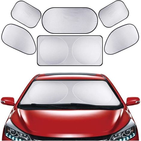 Pare-Brise-Soleil Couverture 6PCS Pare Soleil de Voiture Bloque Les Rayons UV Protector Réflecteur Solaire Avant ou Arrière pour Soleil UV Anti-Neige Givre pour SUV La Plupart des Véhicules (1/4)