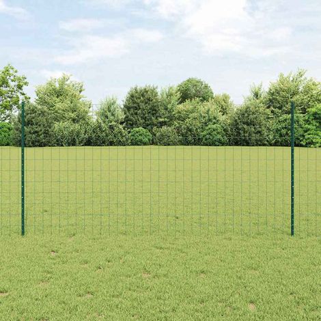 Zaun mit Pfosten Grün 1,2 x 25 m Stahl und PVC