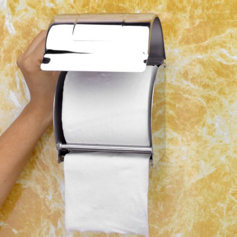 Porte-rouleau en acier inoxydable résistant à l'eau, boîte de rangement pour papier toilette, étagère de salle de bain, accessoires. (1/5)