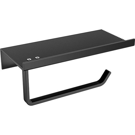 Porte-Papier Toilette Mural sans Perçage, Support Papier WC en Aluminium avec étagères Spacieuses(Noir) (1/4)