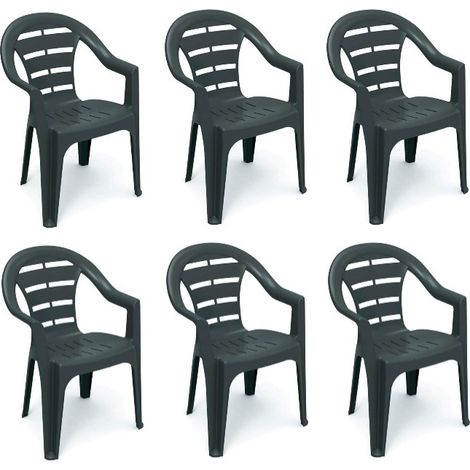SET 6 SEDIE DA GIARDINO MOYO IN POLIPROPILENE COLORE ANTRACITE 54 X 56 X 81 CM (1/2)