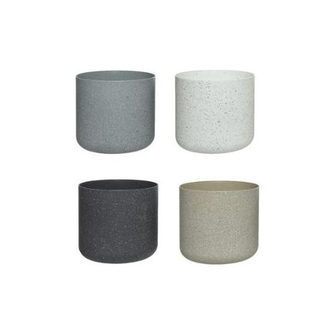 VASO TONDO D.15XH16CM IN PLASTICA BEIGE/GRIGIO/BIA