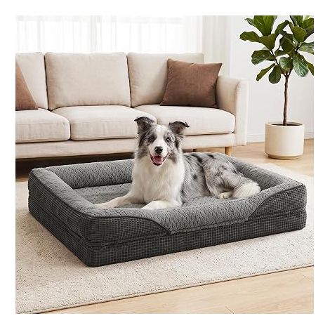 Panier Chien 89x64cm Lit Chien Orthopédique, Panier Chien Dehoussable Lavable, Doublure Imperméable, Lit Chien Antidérapant, Canapé Chien (1/5)