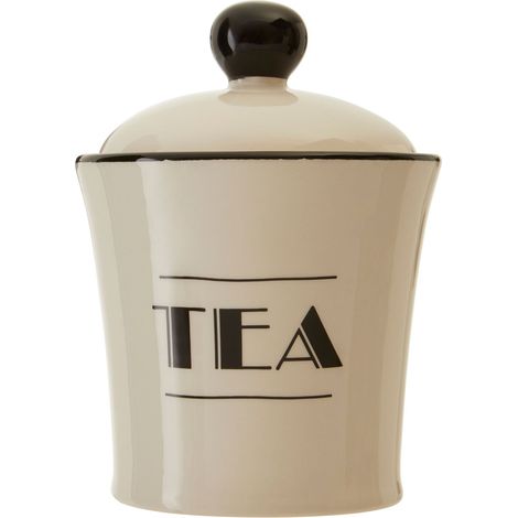 Interiors By Premier Luxe Cream Finish Tea Canister,Dolomite Kitchen Storage Container With Black Trim,Art Deco Tea Canisters (1/5)