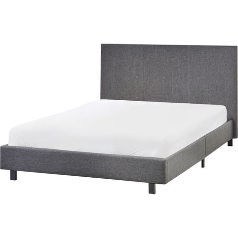 Bett mit Lattenrost Stoff ALBI 120 x 200 cm Grau (1/5)