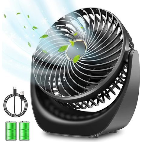 Ventilateur bureau silencieux usb avec Rechargeable Batterie 4000mAh,5 Vitesse petit ventilateur table pour La Chambre,domair,cuisine mini ventilateur portable (Noir) (1/5)