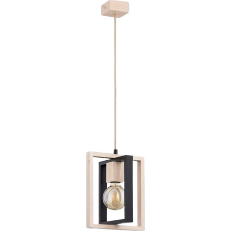 Suspension scandinave géométrique bois clair Lusi E27 (1/3)