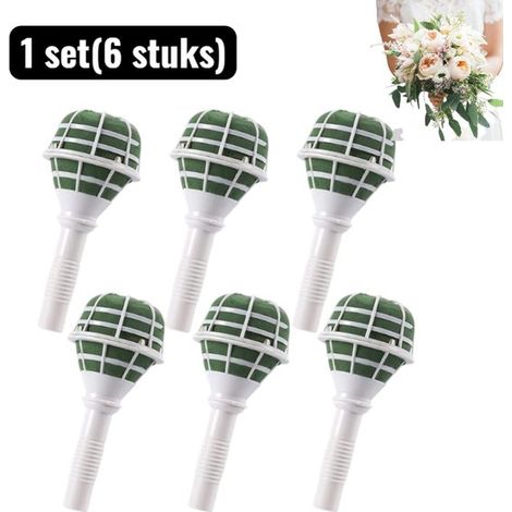 set (6pièces) - Branches de Décoration - Support de Bouquet de Mariée Professionnel - Grande Éponge Florale avec Poignée pour Fleurs Artificielles et Fleurs Fraîches - Basis de Bouquet de Mariage DIY (1/5)