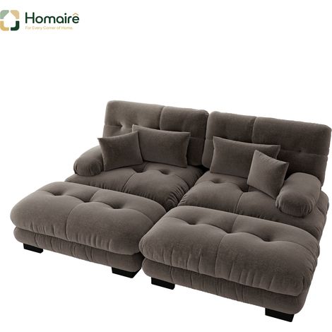 Sofa mit Modulen mit Armlehnen aus Chenille braun en Polyester 220 x 145 x 81 cm HOMAIRE (1/5)