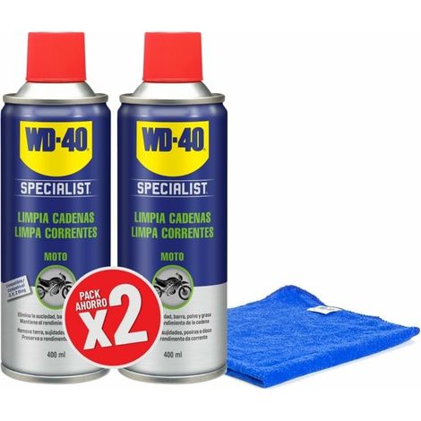 Specialist Motorbike - Bipack Limpia Cadenas 400ml x2 + Paño Original de WD-40 de regalo