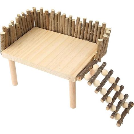 Hamster-Zubehör Spielzeug Hamsterzubehör Kletterhamster aus natürlichem Massivholz mit Zaun zum Nagen der Zähne Geeignet für Goldhamster, Meerschweinchen und alle Kleintiere (1/5)
