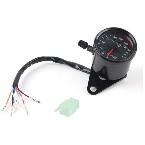 Compteur kilométrique moto universel compteur de vitesse double lecture Signal KM/H noir (1/5)