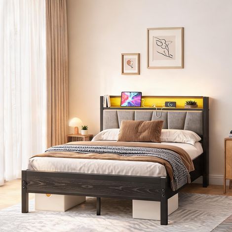 Tête de lit coloris noir en mDF métal 216,6 x 141,2 x 98,3 cm (1/5)