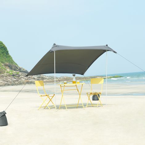 Toldo de playa Bernheze Lycra 4 bolsas rellenables 200x200x170cm - Gris [pro.tec]