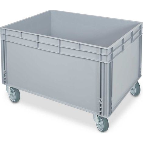 BRB Stapelbehälter mit 2 Griffleisten und 4 Rollen, LxBxH 800 x 600 x 545 mm, grau (1/2)