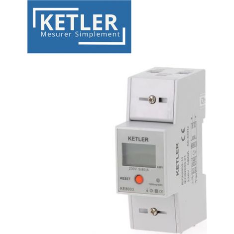 Compteur électrique 80A - 230V monophasé ou tétrapolaire avec écran LCD - type de compteur modulaire - Compteur modulaire monophasé 80A