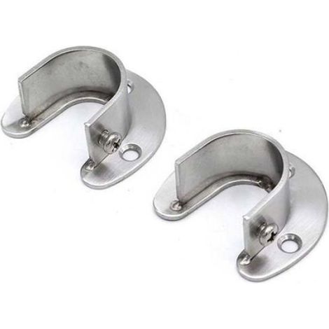 Douille De Poteau De Penderie - Acier Inoxydable - Forme En U - Pour Tringle Jusqu À 32 Mm - 2 Pièces (1/4)