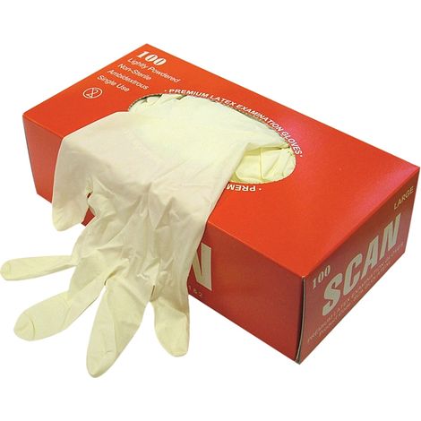 Premium Large Latex Examination Gloves - Box of 100 Disposable Gloves for Medical and Laboratory Use (1/5)