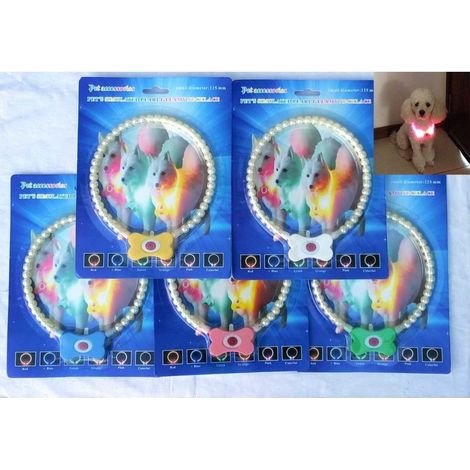 Trade Shop - HALSBAND 125 MM HELLE LED PERLEN NACHT SICHERHEIT FÜR HUNDE KATZEN TIERE -