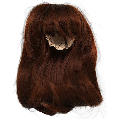 Peluca para muñeca a escala 1/6, con cuero cabelludo simulado, cabello de seda resistente al calor, color marrón oscuro (15,5-17 cm). (1/5)
