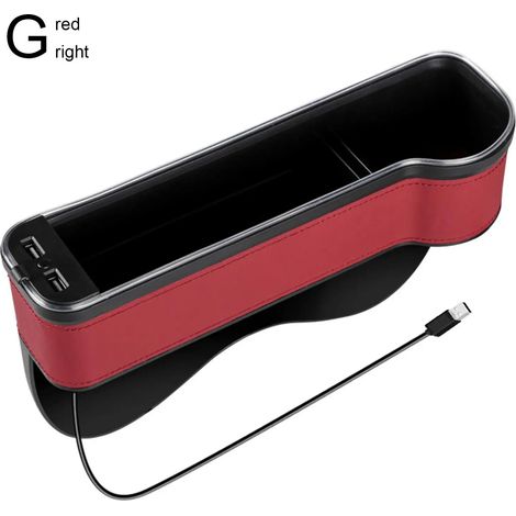 (G) Rangement pour siège auto avec double port USB, éclairage LED intégré, porte-gobelet, fente pour carte, poche de rangement ambiante L9D7 (1/5)
