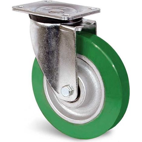 Roulette polyuréthane vert à platine pivotante 160mm 550kg - GUITEL HERVIEU - UP5RA160-242B