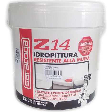 Saratoga Z14 funghalt pittura idropittura antimuffa lt.4 - lt.10 con antimuffa - FORMATO: 4 LT