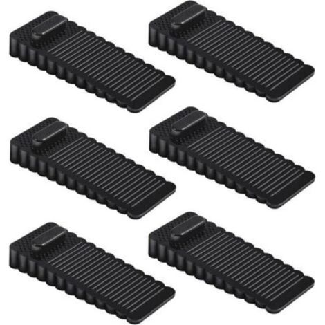 Cale Porte - PVC - Réglable en Hauteur de 2 à 12 mm - Empilable - Pour Sol et Porte - 6 Pièces - Noir (1/4)