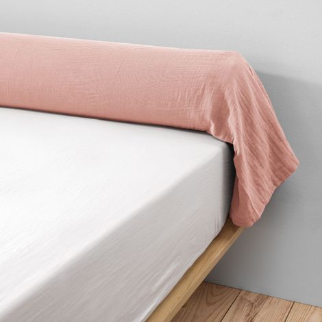 Taie de traversin gaze de coton rose pêche 85x185 cm