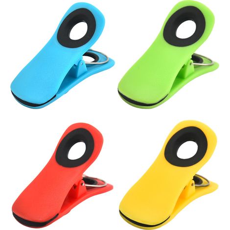 GROOFOO Lot de 8 pinces à sac avec aimant, 4 pinces magnétiques de couleurs vives assorties pour réfrigérateur, pinces magnétiques, pinces à puce, pinces à sac pour le stockage des aliments, sacs à co (1/5)