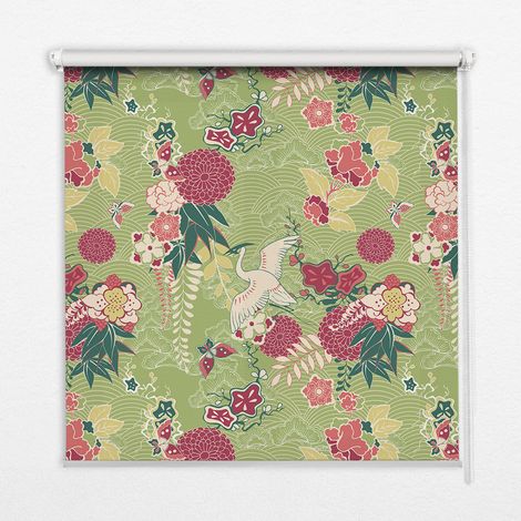 Tenda a Rullo Interna per Finestra - Tenda Filtrante Luce - Tenda Privacy - Tenda Decorativa Rettangolare - Rullo per Interni - (120 cm x 140 cm) - Airone e piante (1/5)