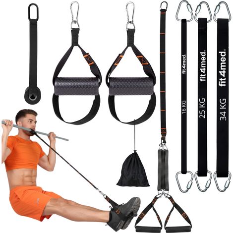 FIT4MED Verstellbare Klimmzugbänder mit Beinstütze, 16-74 kg, verstellbar