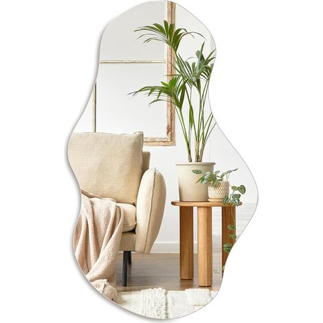 Miroir mural irrégulier asymétrique, 71x43 cm Miroir moderne décoratif pour salle de bain, chambre, salon, entrée, sans cadre nuage, à montage mural (71x43 cm, nuage) (1/5)