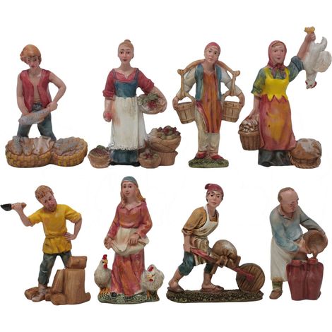 Pastori per Presepe i Mestieri 8 Statuine 10 cm Personaggi in Resina IVS9 (1/5)